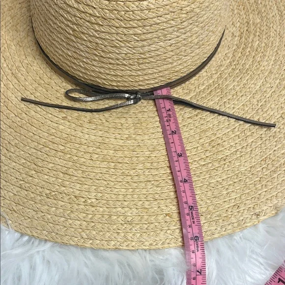 Hat Attack New York's Tan Straw Sun Hat with Ribbon - Picture 5 of 9